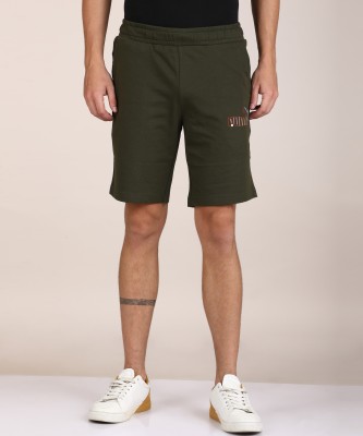 PUMA Solid Men Green Regular Shorts