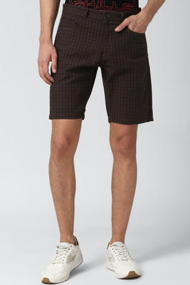 PETER ENGLAND Checkered Men Brown Regular Shorts