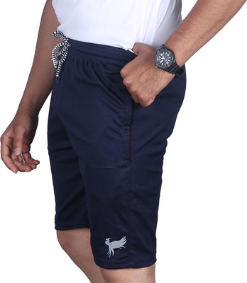 FLYENZA Solid Men Dark Blue Sports Shorts