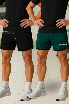 Culish Trend Solid, Printed Men Black Sports Shorts