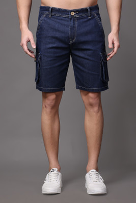 ZAYSH Solid Men Denim Dark Blue Denim Shorts