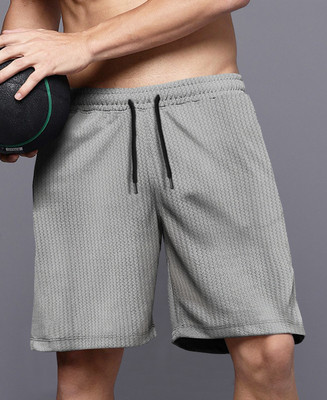TRIPR Solid Men Grey Regular Shorts
