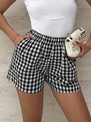 littlejoye Checkered Women Black Basic Shorts