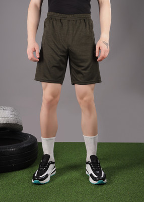Force NXT Solid Men Green Sports Shorts