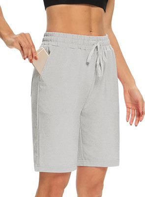 southcity attires Solid Women Grey Regular Shorts, Night Shorts, Basic Shorts, Casual Shorts