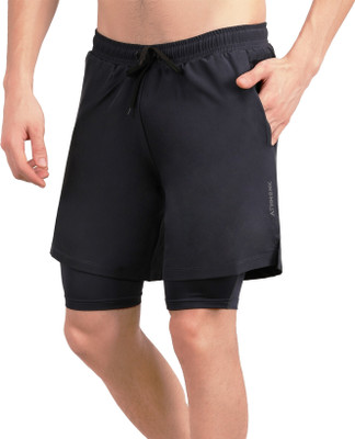 Athmonk Printed Men Grey Running Shorts