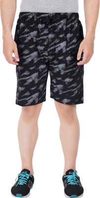 FEEL TRACK Printed Men Black Bermuda Shorts, Regular Shorts, Basic Shorts