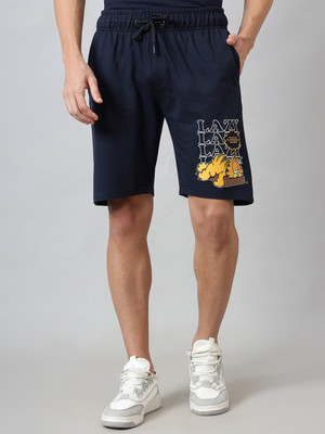 Free Authority Graphic Print Men Blue Regular Shorts