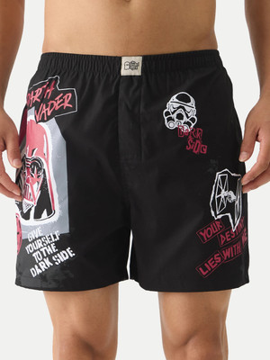 The Souled Store Graphic Print Men Black Boxer Shorts