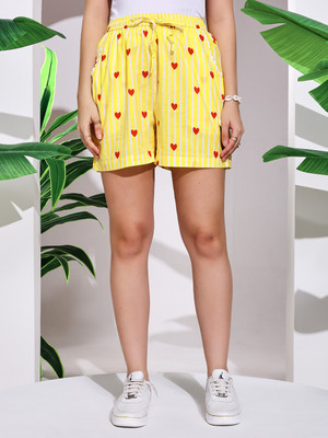 Ravaiyaa - Attitude Is Everything Floral Print Women Yellow Casual Shorts
