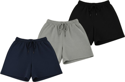 Jyoti Fashion Solid Women Black, Blue, Grey Night Shorts, Gym Shorts