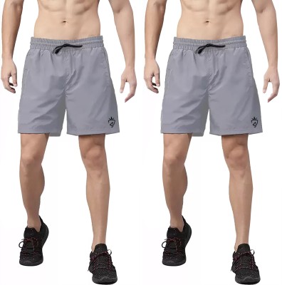 CROSS SPIRIT Solid Men Grey Sports Shorts