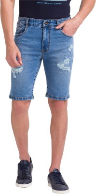 PARX Solid Men Blue Denim Shorts