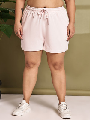 Moonaa Fashion Solid Women Reversible Pink Basic Shorts