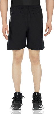 never lose Solid Men Black Sports Shorts