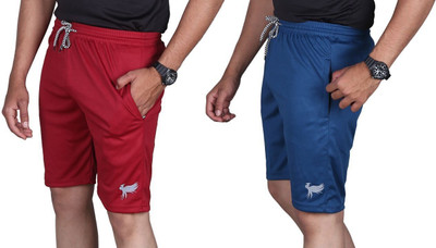 Anjaneya Solid Men Blue, Red Regular Shorts