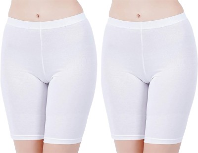 Think Tech Solid Women White, White Cycling Shorts