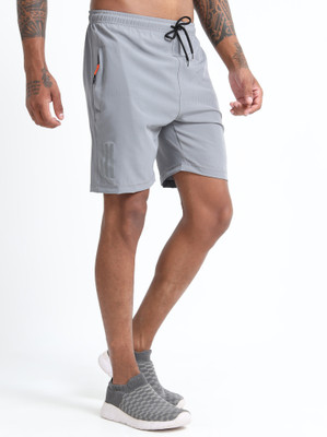 TENRUN Solid Men Dark Grey Casual Shorts