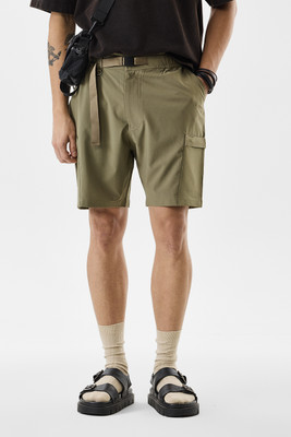 Snitch Self Design Men Green Casual Shorts