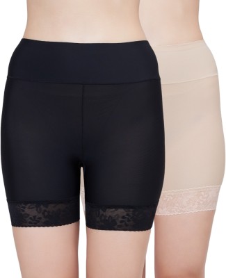 PLUMBURY Solid Women Black, Beige Cycling Shorts