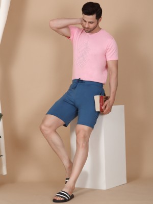 SWEET DREAMS Solid Men Blue Basic Shorts