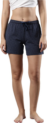 femmora Printed Women Dark Blue Basic Shorts