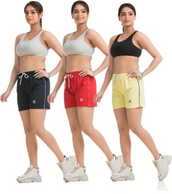 STYLE AK Solid Women Blue, Red, Yellow Regular Shorts