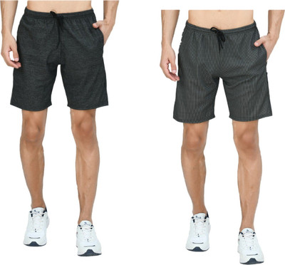 Indestar Solid Men Black, Grey Bermuda Shorts