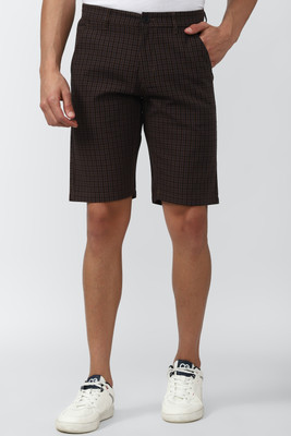 PETER ENGLAND Checkered Men Brown Regular Shorts