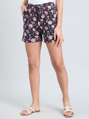 GO COLORS Printed Women Multicolor Casual Shorts