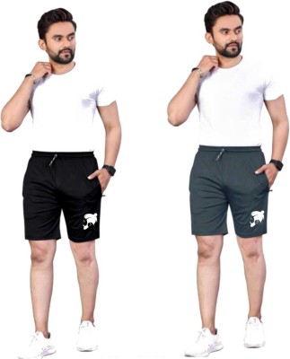 siddu Solid Men Black, Dark Grey Basic Shorts, Gym Shorts, Night Shorts, Regular Shorts, Casual Shorts