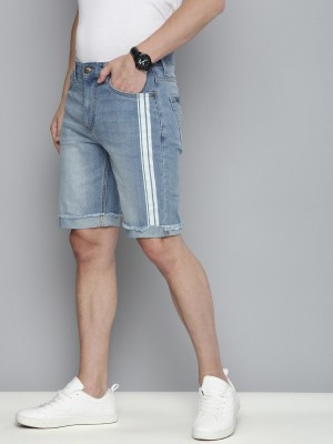 The Indian Garage Co. Printed Men Blue Denim Shorts