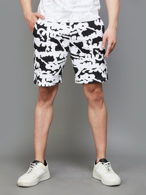 Forca by Lifestyle Tie & Dye Men White, Black Basic Shorts
