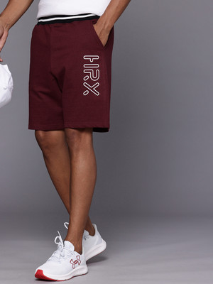HRX by Hrithik Roshan Self Design Men Maroon Regular Shorts