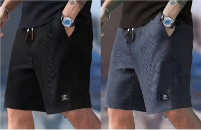 Manya Empire Solid Men Black, Grey Regular Shorts, Gym Shorts, Swim Shorts, Casual Shorts, Beach Shorts