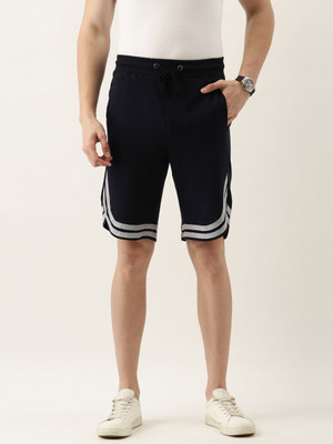 HouseOfCommon Self Design Men Blue Casual Shorts