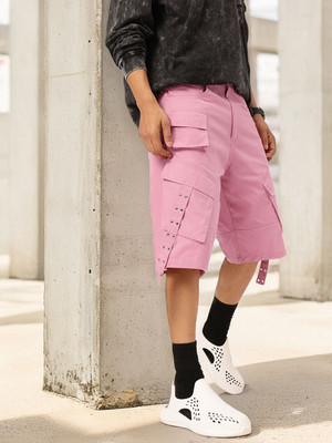 Kook N Keech Solid Men Red Cargo Shorts