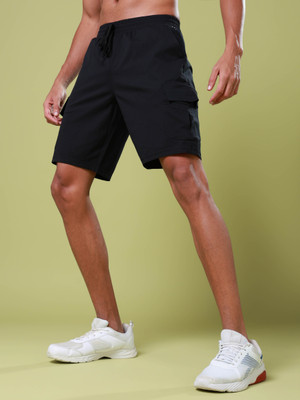TECHNOSPORT Solid Men Black Cargo Shorts