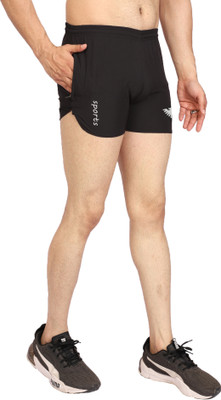 AMSHA Solid Men Black Running Shorts