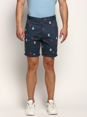 Showoff Printed Men Blue Casual Shorts