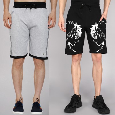 GYRFALCON Printed Men Black, Silver Casual Shorts