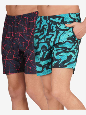 Kyk Printed Men Red, Green Board/Swim Shorts
