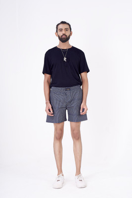 Leriya Fashion Geometric Print Men Black Regular Shorts