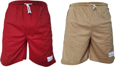 adibaba Solid Men Red, Beige Bermuda Shorts