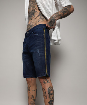 CAMPUS SUTRA Solid Men Denim Dark Blue Denim Shorts