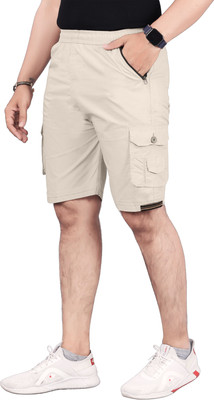RAXAENTERPRISE Solid Men White Cargo Shorts, Casual Shorts