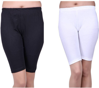 CKARFE Self Design Women White, Black Gym Shorts, Regular Shorts, Cycling Shorts, Running Shorts