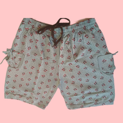 Dizacreation Printed Women Green Basic Shorts, Beach Shorts, Hotpants