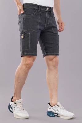 NIVASU Solid Men Grey Denim Shorts