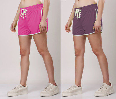 FitInOutFit Striped Women Pink, Purple Sports Shorts